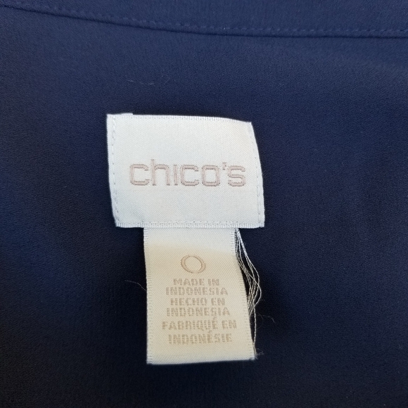 Chico's navy popover tunic blouse with layered detail size 0 or small - Picture 8 of 10